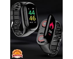 Tai nghe Bluetooth kiêm Đồng hồ thông minh theo dõi sức khỏe Smartwatch 2 trong 1 tiện lợi - Model1